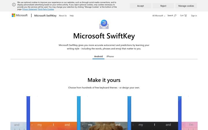 Ekrānuzņēmums no swiftkey.com