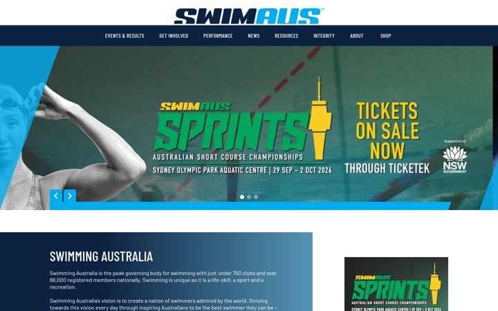 Screenshot of swimming.org.au