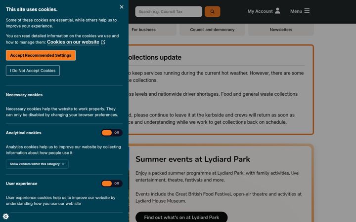 Screenshot of swindon.gov.uk