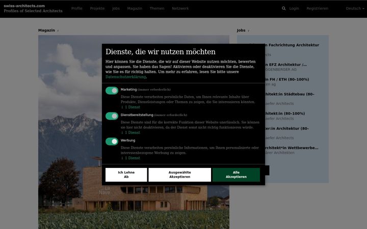 Skjámynd af swiss-architects.com