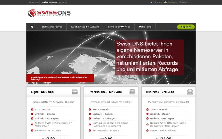 Capture d'écran de swiss-dns.com