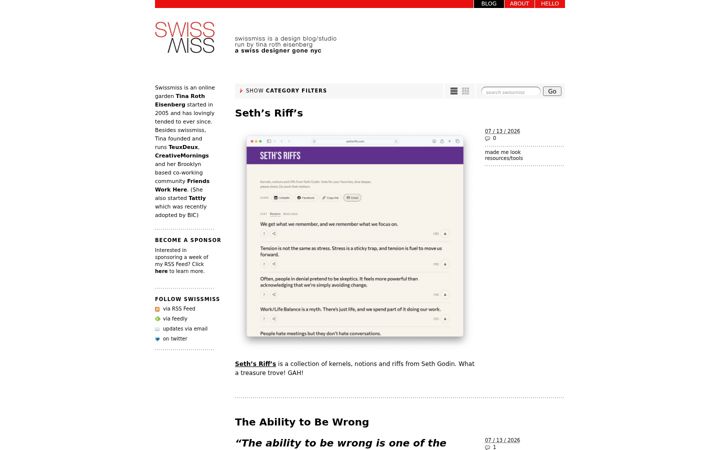 Screenshot of swiss-miss.com