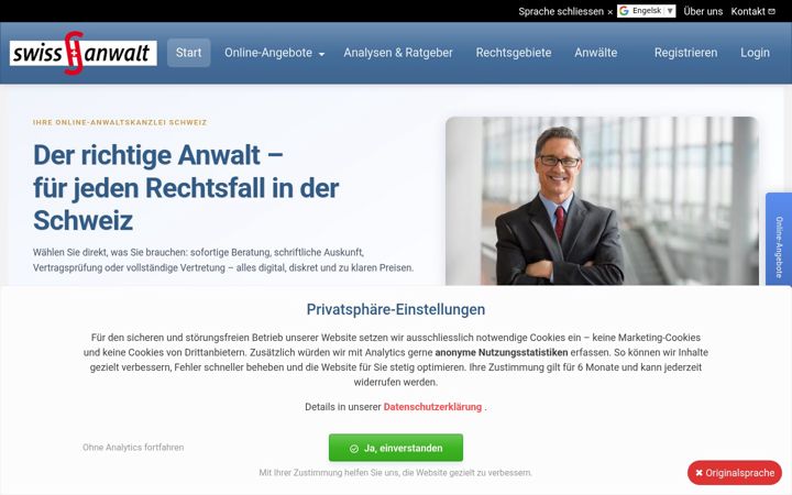Screenshot of swissanwalt.ch