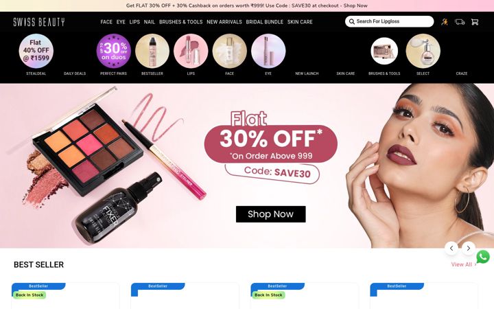 Screenshot of swissbeauty.in