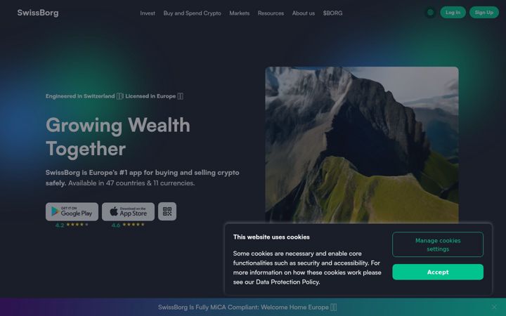 Zrzut ekranu swissborg.com