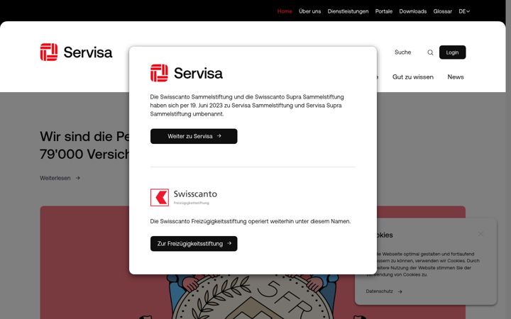 Screenshot of swisscanto-stiftungen.ch