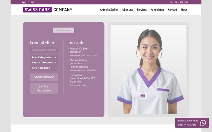 Skærmbillede af swisscarecompany.ch