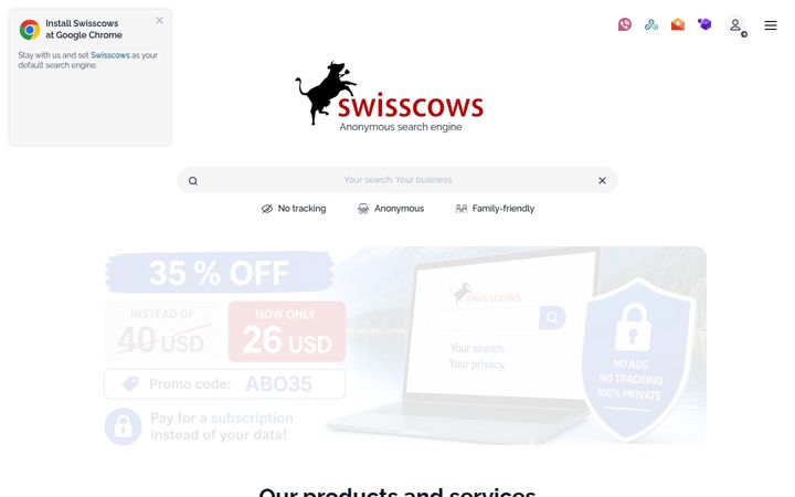 Screenshot of swisscows.com