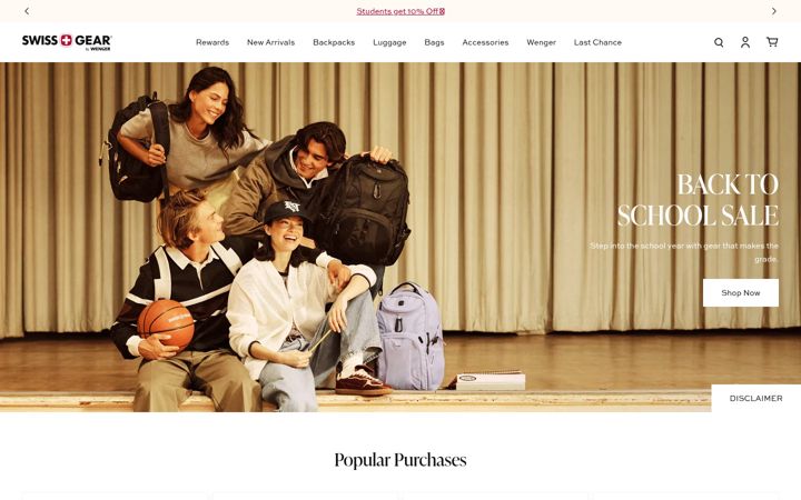 Screenshot of swissgear.com