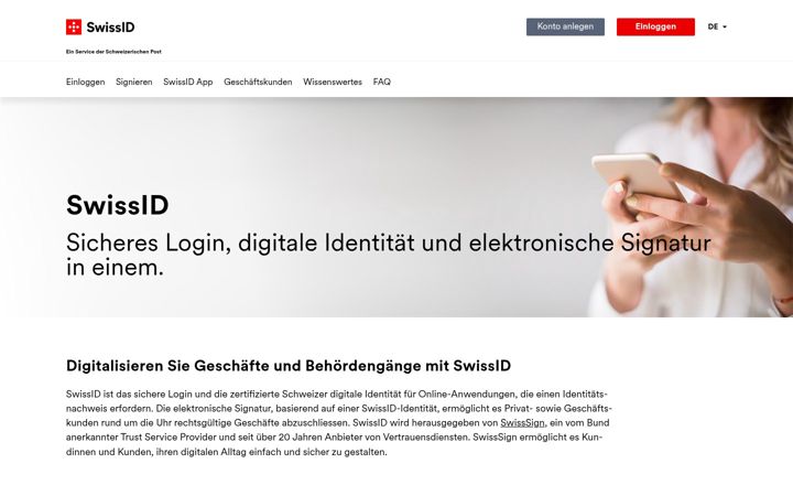 Screenshot of swissid.ch