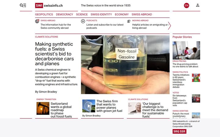 Snimka zaslona za swissinfo.ch