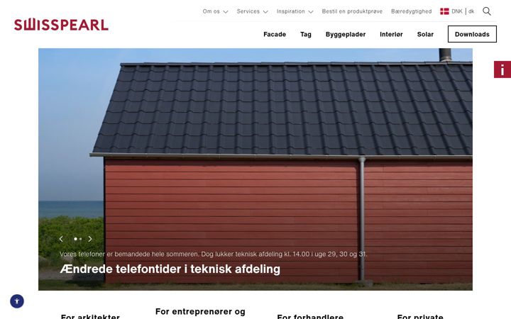 Screenshot of swisspearl.com