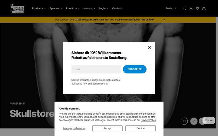 Ekraanipilt saidist swissskulls.com