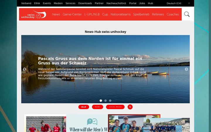 Screenshot of swissunihockey.ch