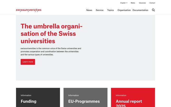 Képernyőkép: swissuniversities.ch