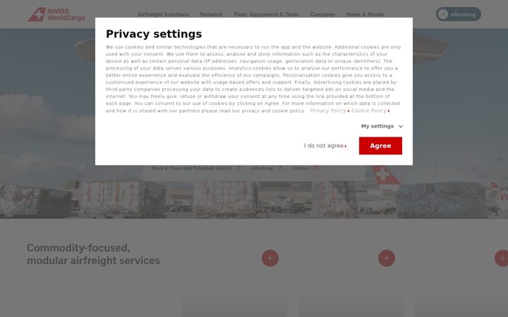 Screenshot of swissworldcargo.com