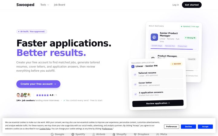 Screenshot of swooped.co