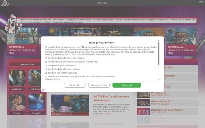 Screenshot von swtorista.com