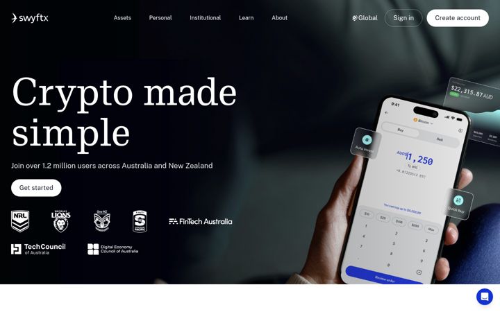 Screenshot of swyftx.com.au