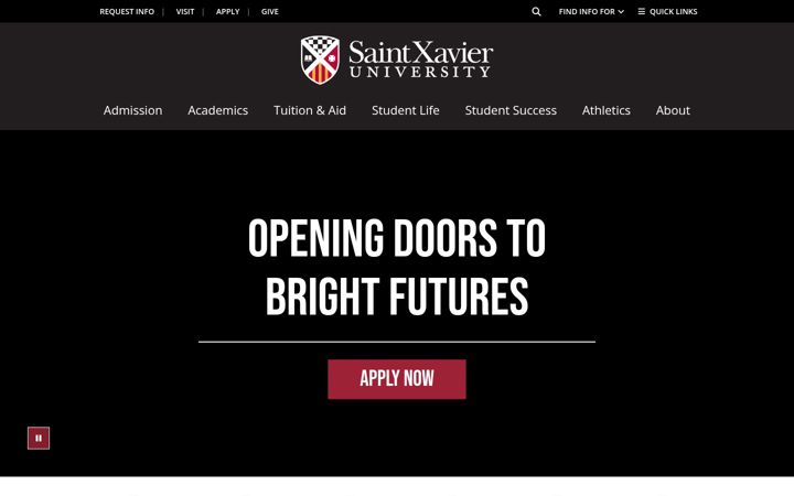 Screenshot of sxu.edu