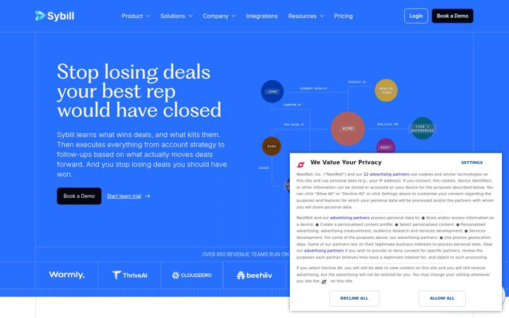 Screenshot of sybill.ai