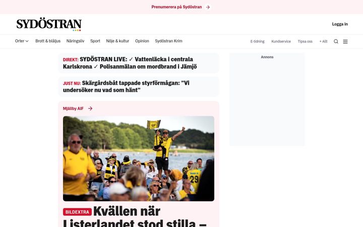 Ekrānuzņēmums no sydostran.se