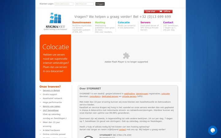 Screenshot of sygmanet.be