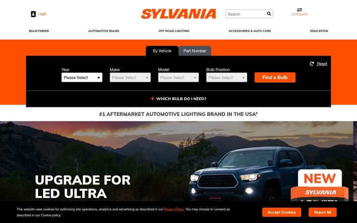 Screenshot of sylvania-automotive.com