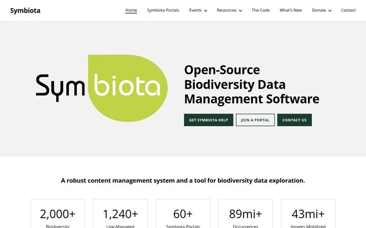 Screenshot of symbiota.org