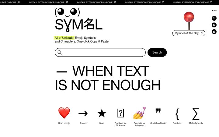 Screenshot von symbl.cc