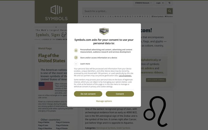 Screenshot of symbols.com
