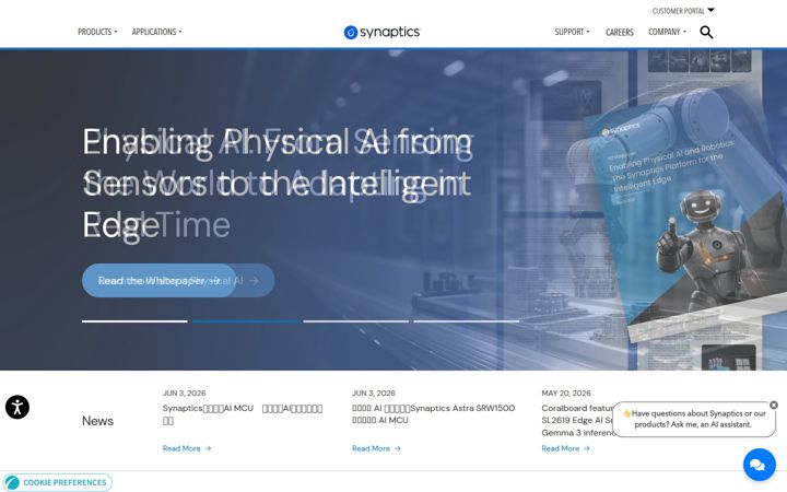 Екранна снимка на synaptics.com