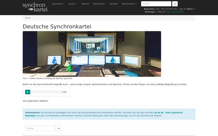 Screenshot of synchronkartei.de