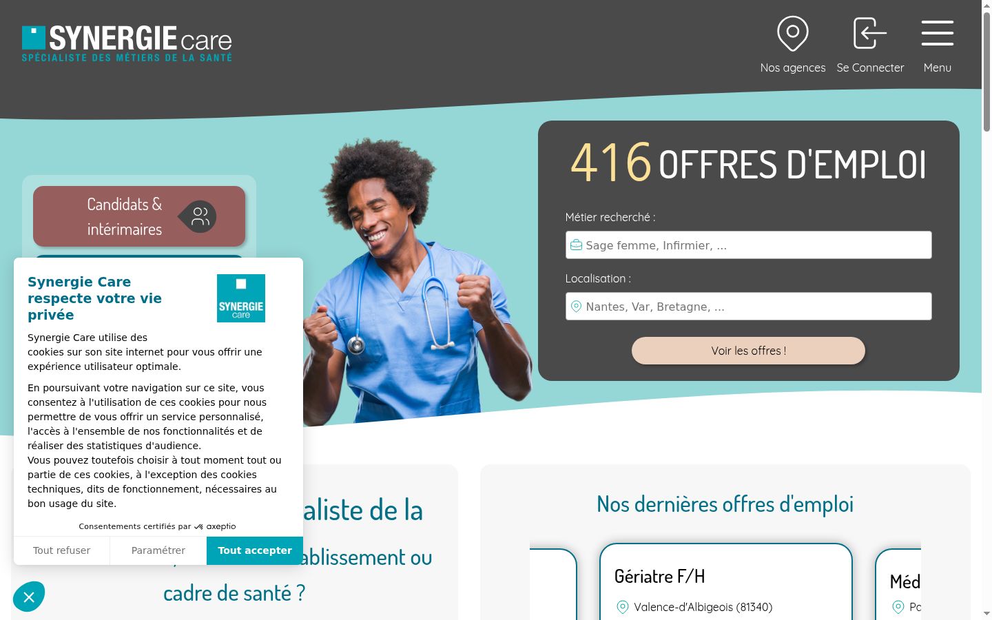 Screenshot of the consent banner shown before any interaction