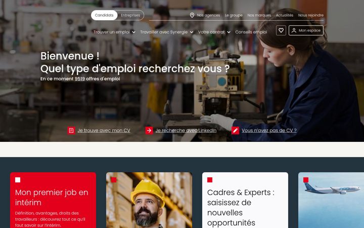 Screenshot of synergie.fr