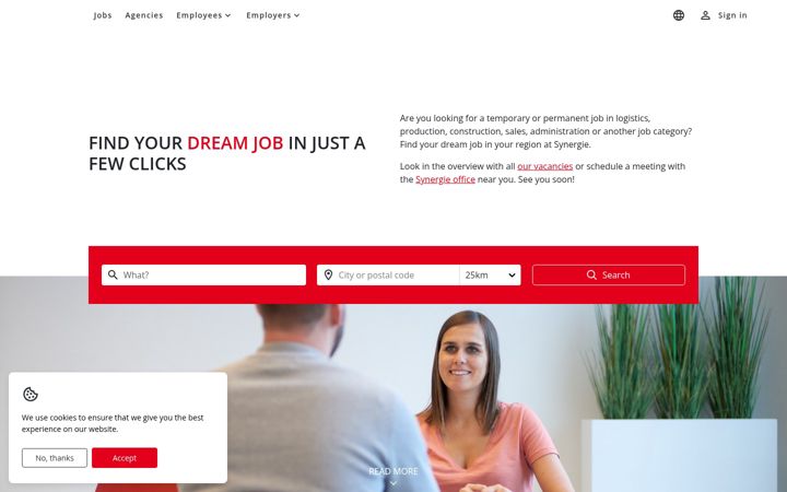 Screenshot of synergiejobs.be