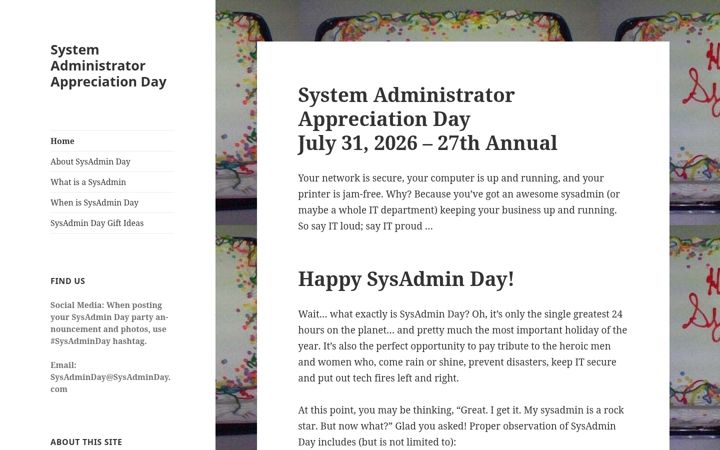 Screenshot of sysadminday.com