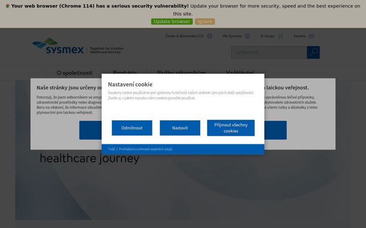 Screenshot of sysmex.cz