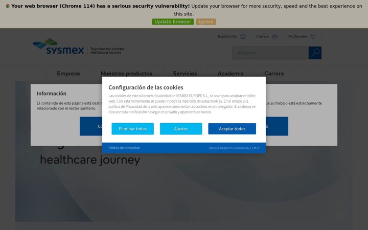Screenshot of sysmex.es