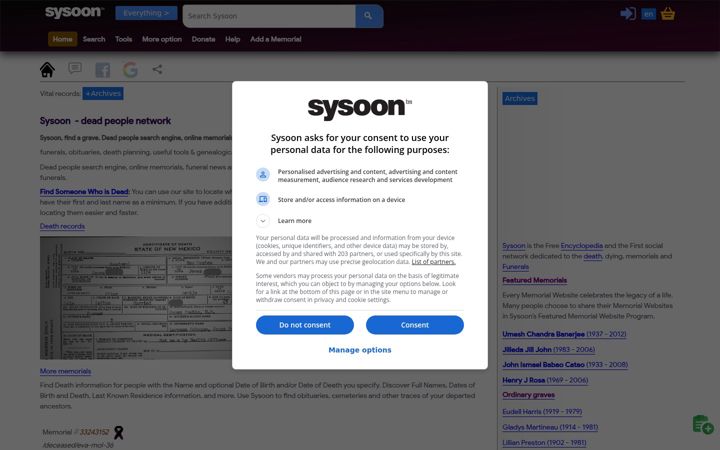 Screenshot von sysoon.com