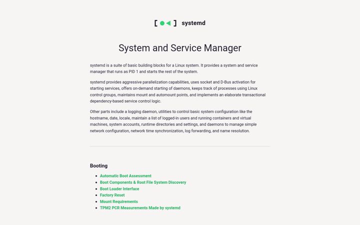 Screenshot of systemd.io
