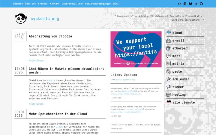 Screenshot of systemli.org