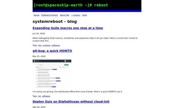 Screenshot of systemreboot.net