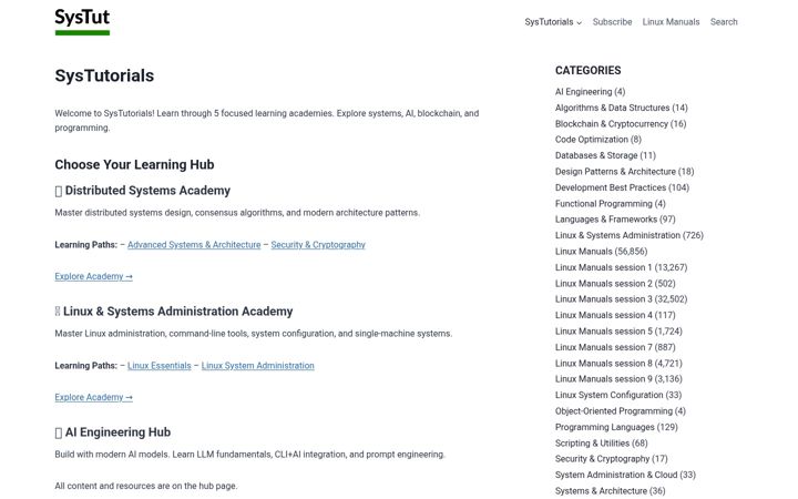 Screenshot of systutorials.com