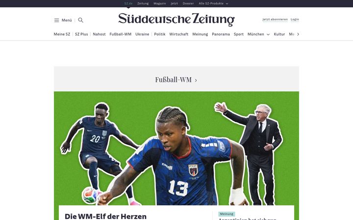 Screenshot of sz.de