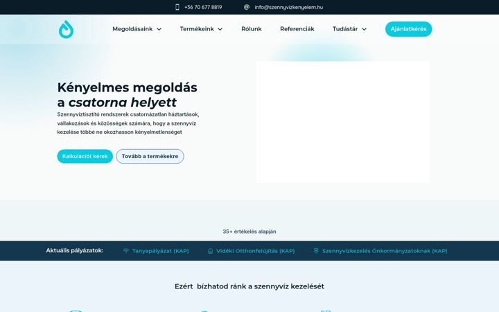 Skærmbillede af szennyvizkenyelem.hu