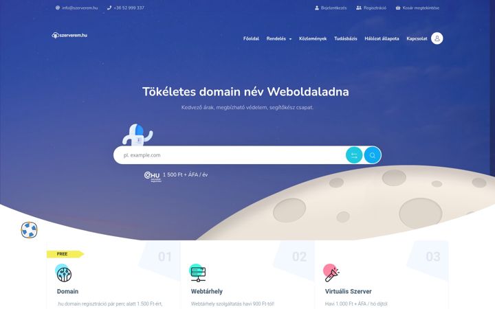 Screenshot stránky szerverem.hu