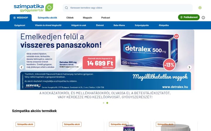 Ekraanipilt saidist szimpatika.hu