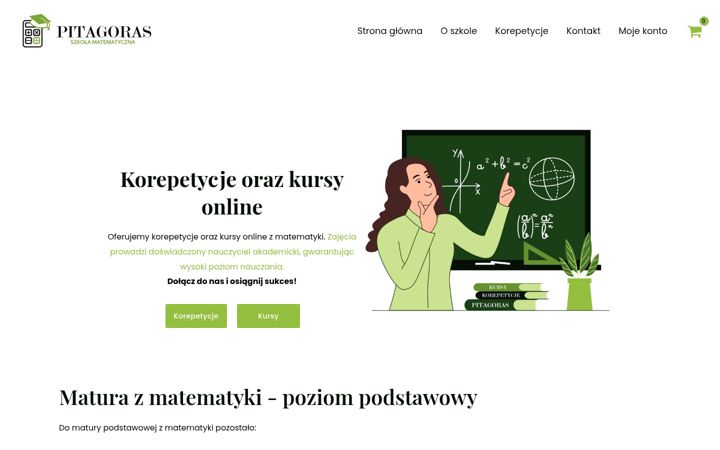 Snímek obrazovky szkolamatematyczna-pitagoras.pl