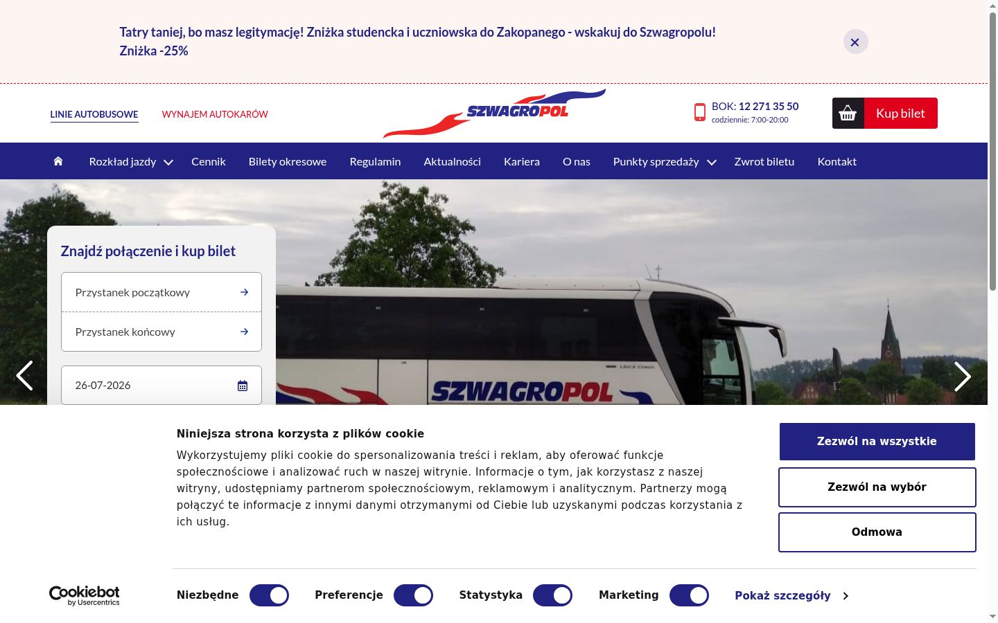 Captura de ecrã do banner de consentimento apresentado antes de qualquer interação